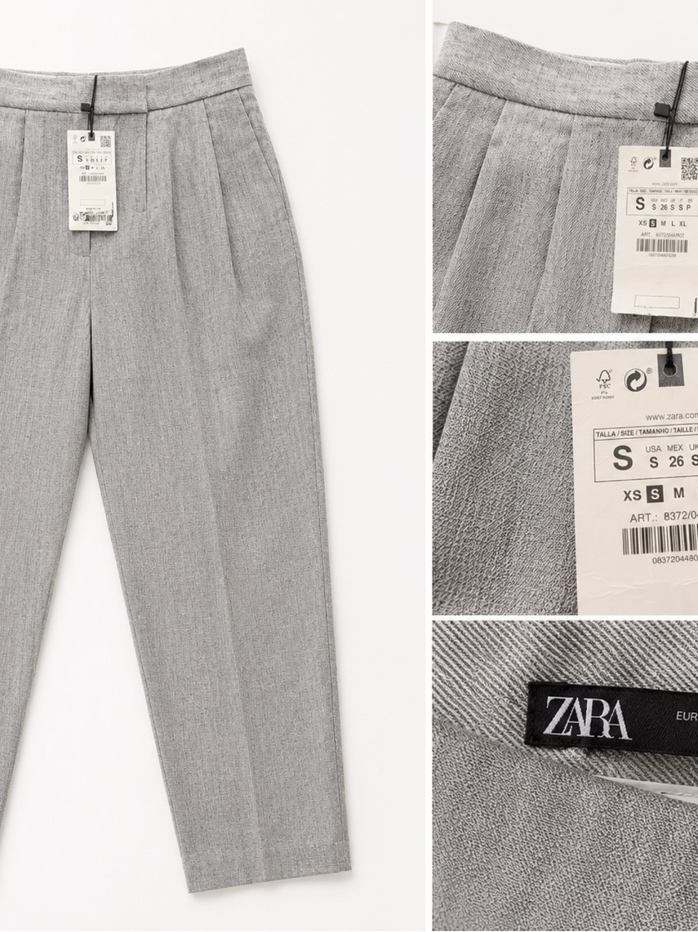 ZARA Women’s Light Gray Pleated Dress Pants